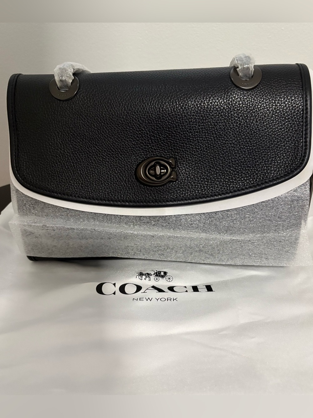 Coach Black Pebbled Leather Turnlock Shoulder Bag